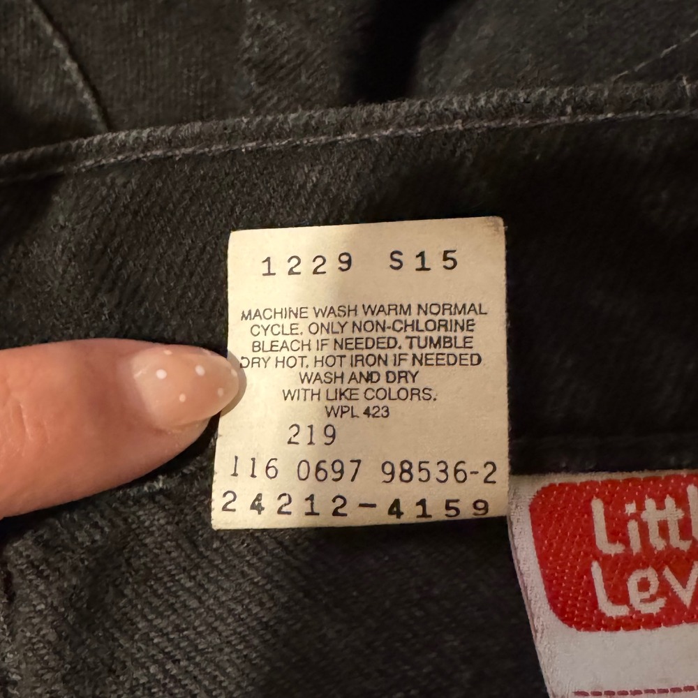 Vintage 90s Little Levis 550 Relaxed Fit Slim Black Orange Tab Jeans Kids Size 6 - Picture 4 of 8
